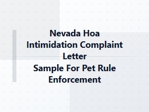 Sample Letter for Nevada Hoa Pet Rule Complaints