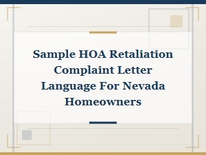 Nevada Hoa Retaliation Complaint Letter Sample